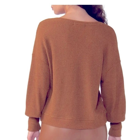Sanctuary Highline Blouson Sleeve Waffle Knit Top brown size XL - Picture 4 of 7
